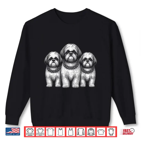Sweatshirt Cool Three Shih Tzu Dog Illustration Shirt