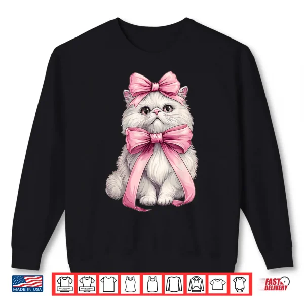 Sweatshirt Coquette Bow Persian Cat Mom Cute Pink Mothers Day Mom Girl Shirt