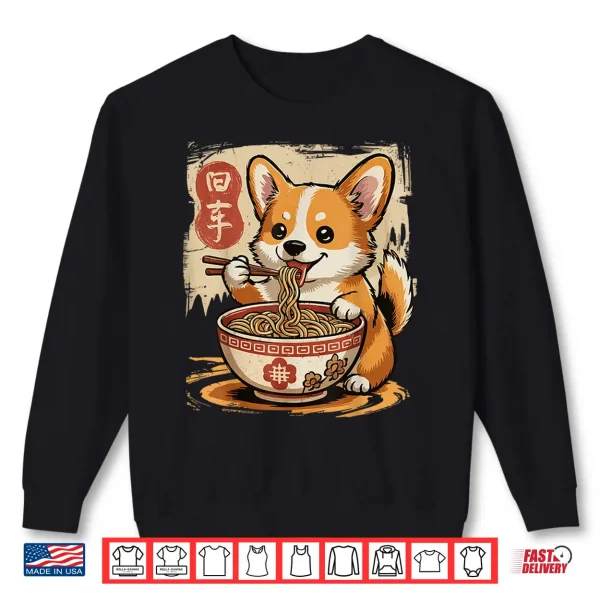 Sweatshirt Corgi Eating Ramen Shirt