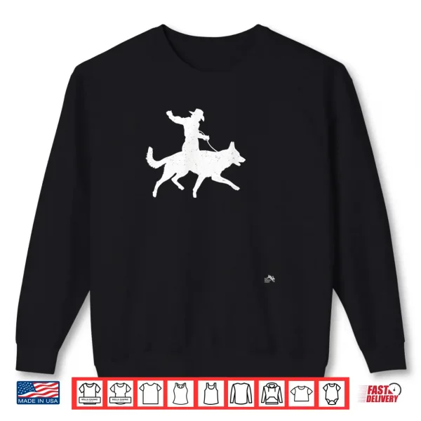 Sweatshirt Cowboy Riding A German Shepherd Distressed Dog Shirt