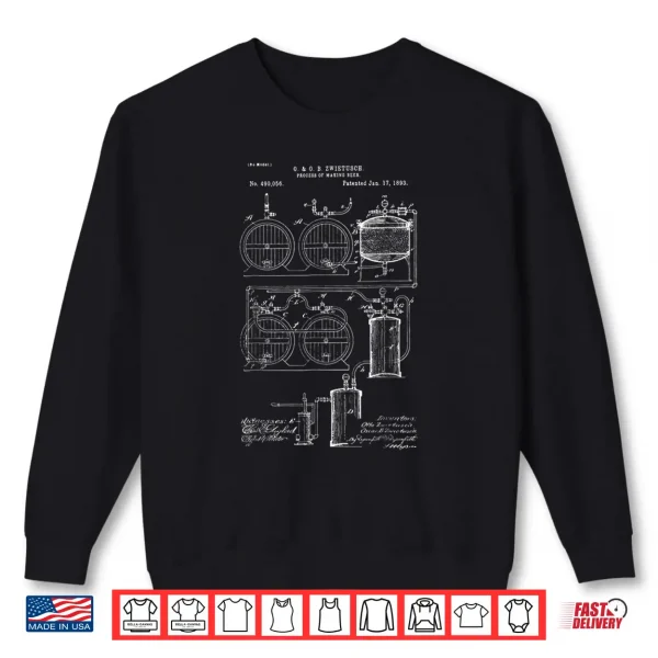 Sweatshirt Craft Beer Brewing Shirt Classic Vintage Patent Print 1893