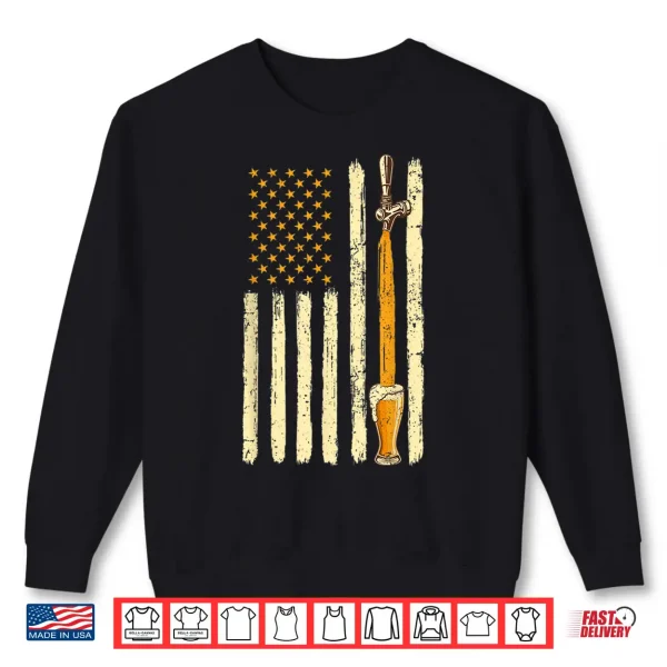 Sweatshirt Craft Beer Tap Distressed American Flag Patriotic Alcohol Shirt