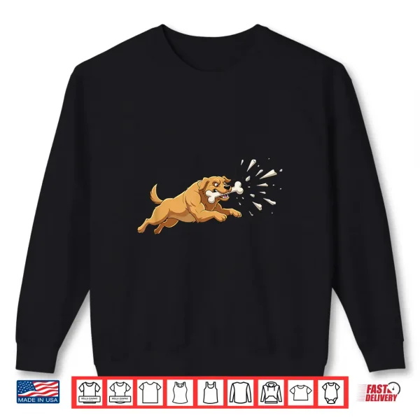 Sweatshirt Crazy Running Dog Chasing Bone Cartoon Animal Shirt