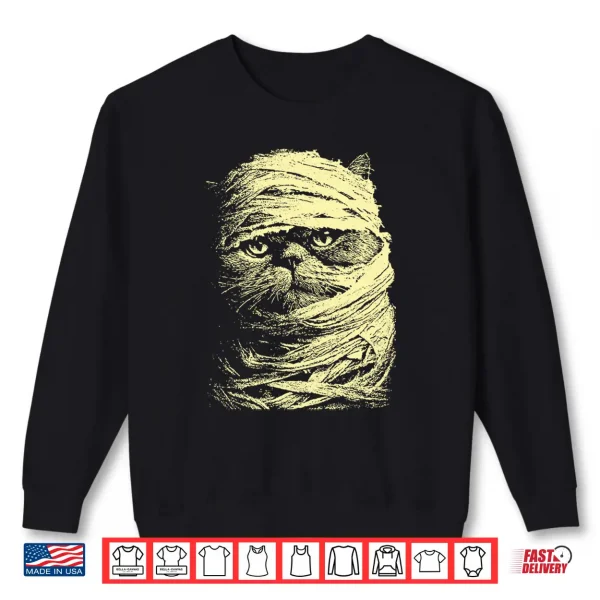 Sweatshirt Creepy Cute Persian Cat Spooky Halloween Scary Feline Mummy Shirt