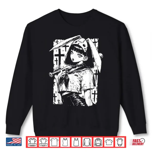 Sweatshirt Creepy Horror Bunny Girl Anime Manga Alt Kawaii Harajuku Shirt