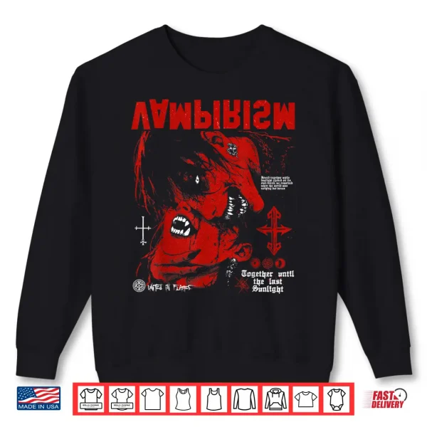 Sweatshirt Creepy Manga Horror Anime Alt Gothic Emo Y2K Occult Vampire Shirt