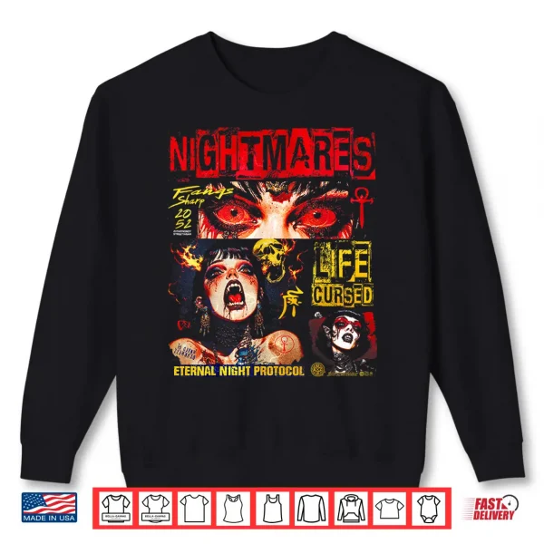 Sweatshirt Creepy Manga Horror Gothic Anime Japanese Goth Y2K Vampire Shirt
