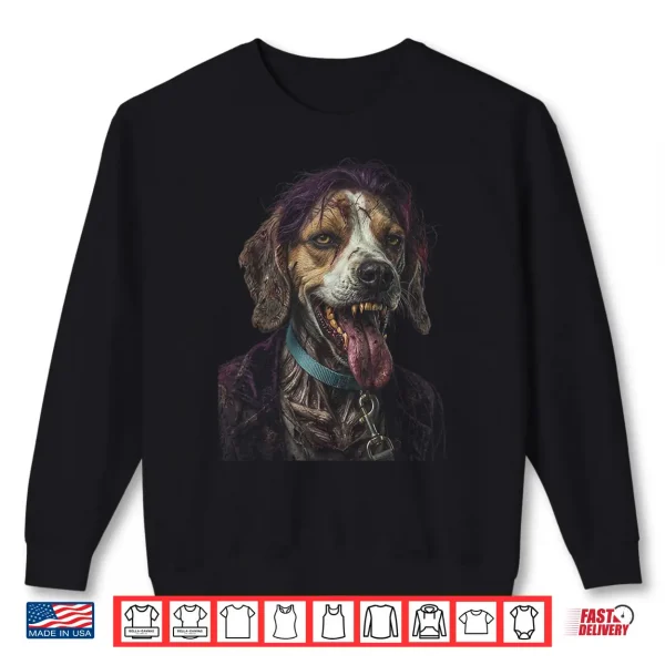 Sweatshirt Creepy Zombie Villain Dog Funny Halloween Design Shirt
