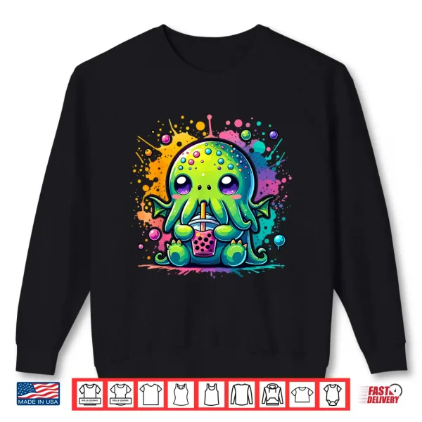 Sweatshirt Cthulhu Kawaii Anime Alien Bubble Tea Shirt