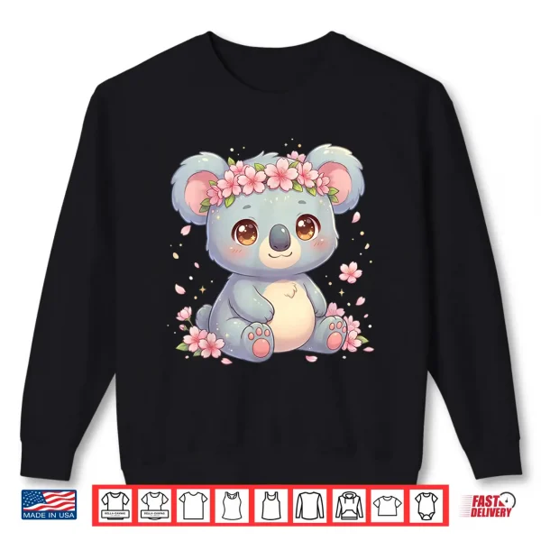 Sweatshirt Cute Anime Koala with Cherry Blossoms Flower Kids Girls Boys Shirt 2