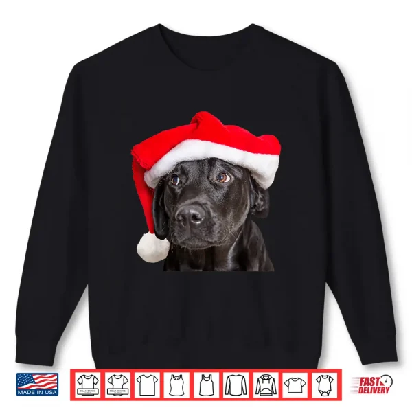 Sweatshirt Cute Black Lab Santa Hat Christmas Dog Labrador Retriever Shirt