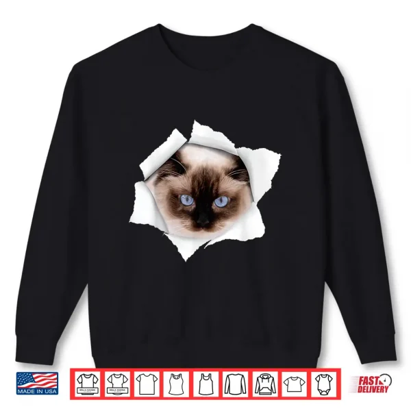 Sweatshirt Cute Cat Torn Ragdoll Cat Shirt