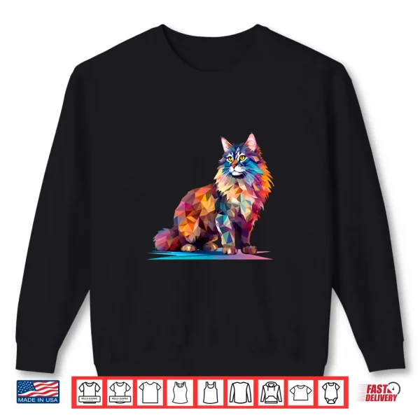 Sweatshirt Cute Colorful Geometric Maine Coon Cat Shirt