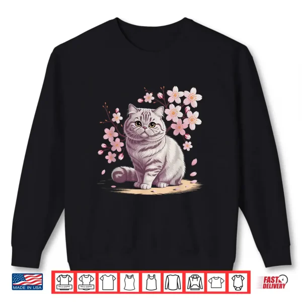 Sweatshirt Cute Exotic Shorthair Cat With Cherry Blossoms Cat Shirt