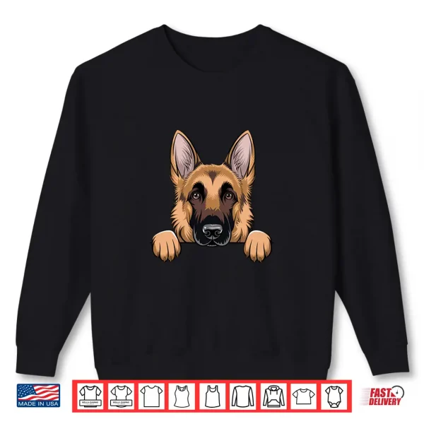 Sweatshirt Cute German Shepherd Dog Peeking Puppy Funny GSD Lover Shirt