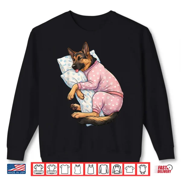 Sweatshirt Cute German Shepherd Dog Sleeping In Pajamas Bedtime Art Shirt