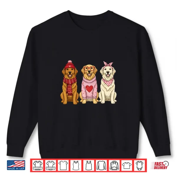 Sweatshirt Cute Golden Retriever Valentine Dog Shirt