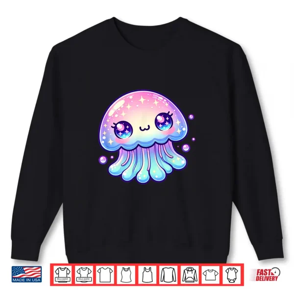Sweatshirt Cute Kawaii Jellyfish Anime Fun Blue Pink Sea Critter Shirt