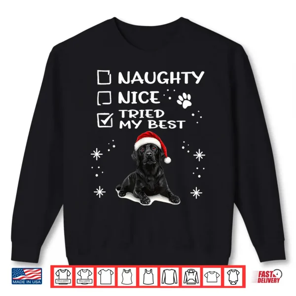 Sweatshirt Cute Labrador Retriever Dog Christmas Naughty Nice Tried my Shirt