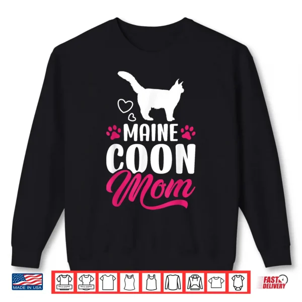 Sweatshirt Cute Maine Coon Mom Maine Coon Cat Professional Minimalist Modern Graphic Shirt