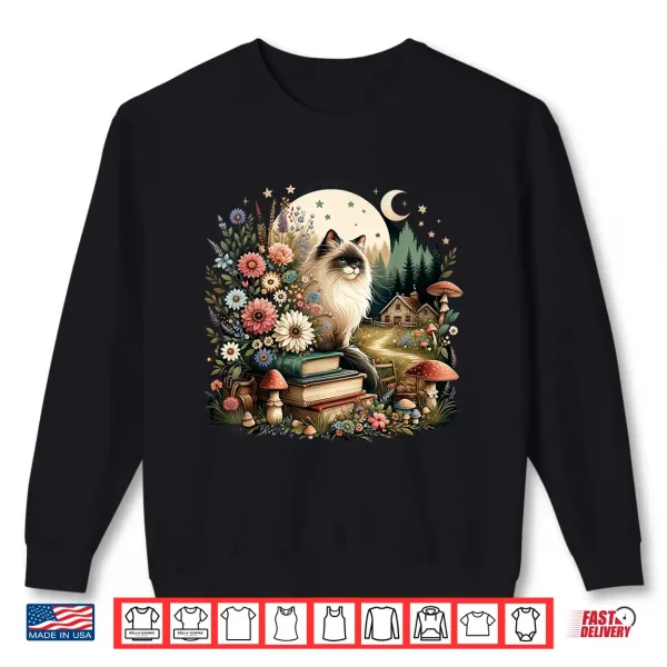 Sweatshirt Cute Mushroom Cottagecore Aesthetic Ragdoll cat Shirt