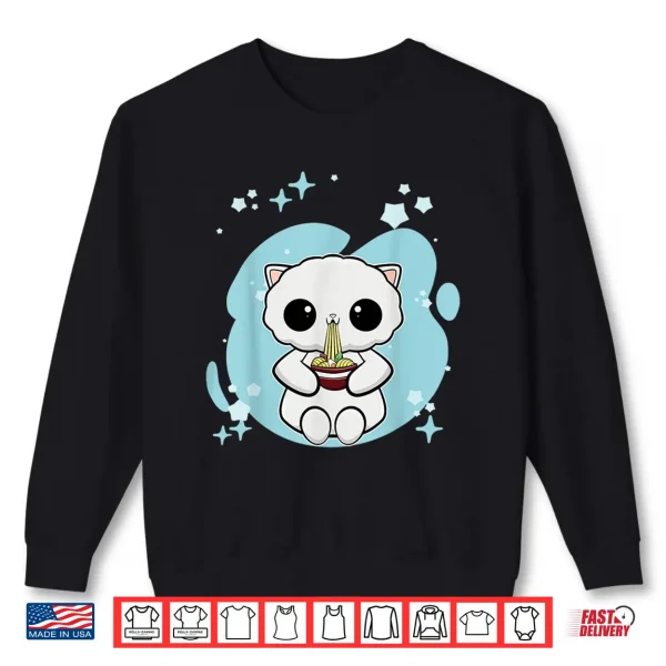 Sweatshirt Cute Persian Cat Anime Kitten Ramen Shirt