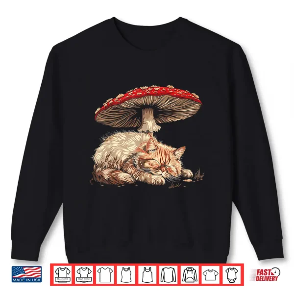 Sweatshirt Cute Persian Cat Cottagecore Aesthetic Under The Mushroom Shirt