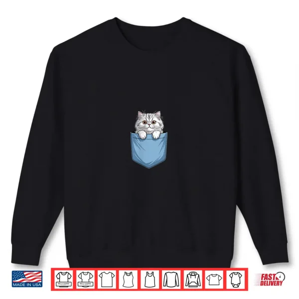 Sweatshirt Cute Pocket Persian Cat Lover Cat Mom Shirt