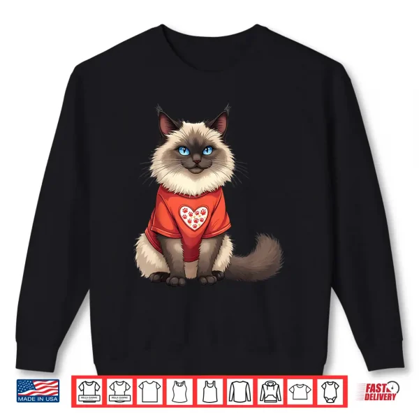 Sweatshirt Cute Ragdoll Cat Heart Paw for A Cat Owner Shirt