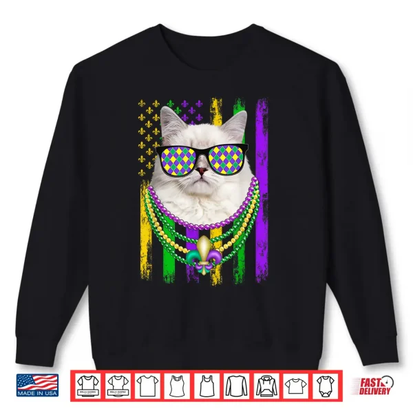 Sweatshirt Cute Ragdoll Cat Lover American Flag Mardi Gras Shirt