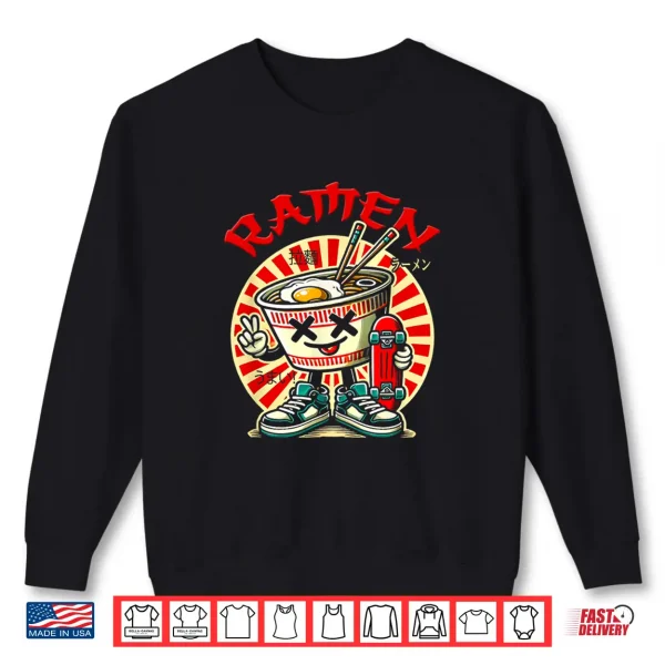 Sweatshirt Cute Ramen Skater Tee Kawaii Anime Skateboard Lover Teens Shirt