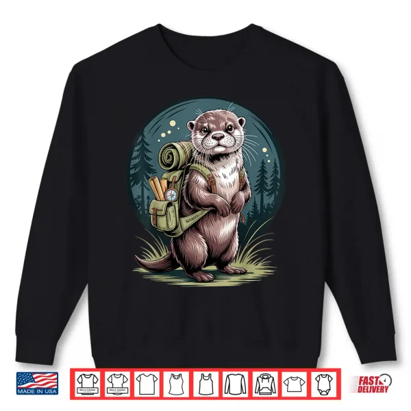Sweatshirt Cute River Otter Hiking Backpacking Wilderness Backpack Shirt