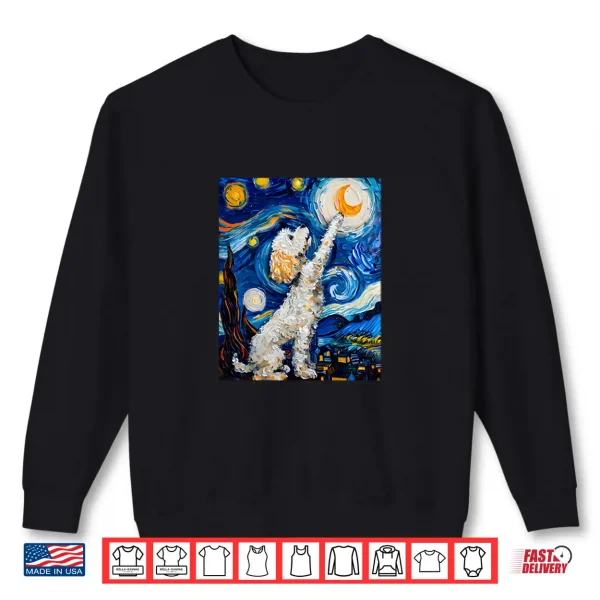 Sweatshirt Cute Van Gogh Poodle Dog Starry Night Funny Women Men Shirt
