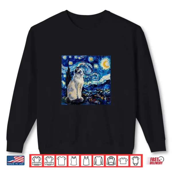 Sweatshirt Cute Van Gogh Ragdoll Cat Starry Night Funny Women Men Shirt