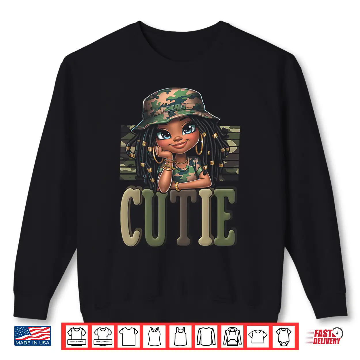 Cutie Loc’D Girl With Camo Hat Locs Black Girl Juneteenth Shirt Cutie Loc’D Girl With Camo Hat Locs Black Girl Juneteenth Shirt