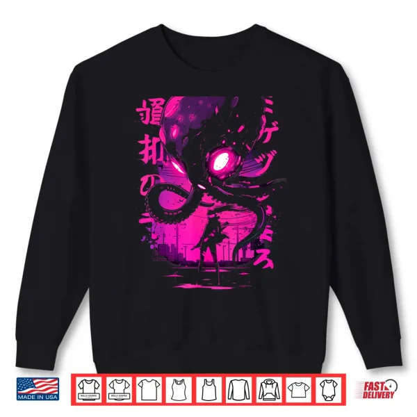 Sweatshirt Cyberpunk Anime Girl Kaiju Octopus Manga Gothic Japanese Shirt