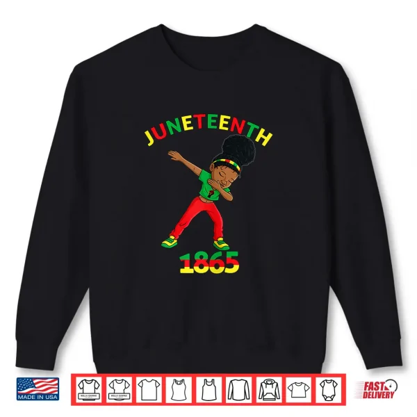 Sweatshirt Dabbing Black Princess Juneteenth 1865 Brown Skin Girls Kids Shirt