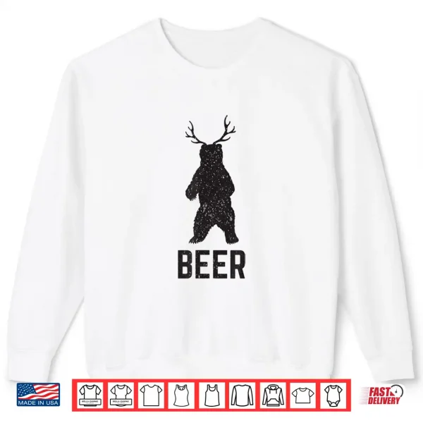Sweatshirt Deer Antlers Bear Beer Shirt Funny Craft Beer Shirt