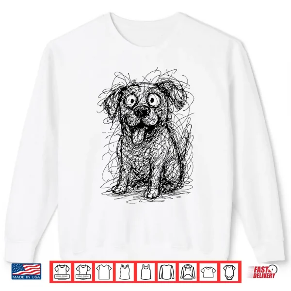 Sweatshirt Dog Abstract Art Portrait Drawing Whimsical Dog Lovers Shirt