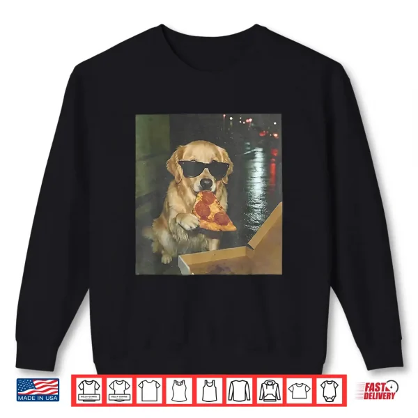 Sweatshirt Dog Eating Pizza Golden Retriever Meme Shirt