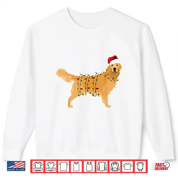 Sweatshirt Dog Golden Retriever Santa Christmas Xmas Lights Pajamas Shirt