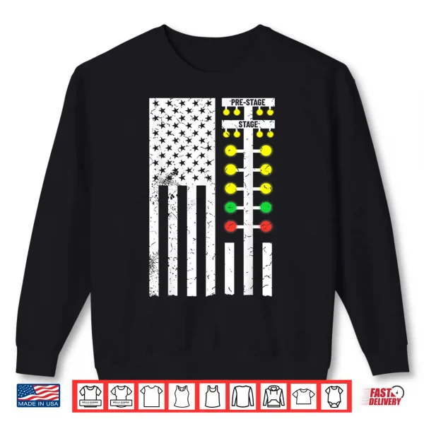 Sweatshirt Drag Racing Flag American Drag Racer Drag Strip Tree Light Shirt