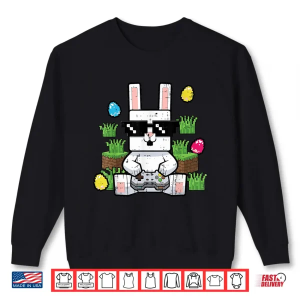 Sweatshirt Easter Bunny Pixel Gaming Rabbit Gamer Boys Kids Youth Men Shirt