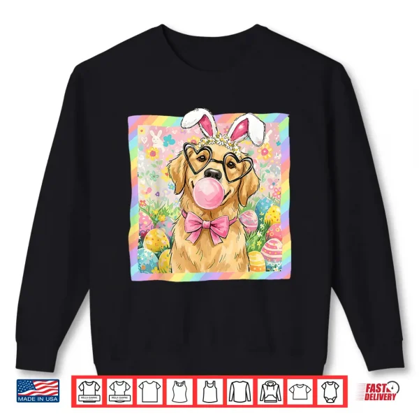Sweatshirt Easter Dog Bunny Ear Funny Golden Retriever Easter Bunny Dog Shirt
