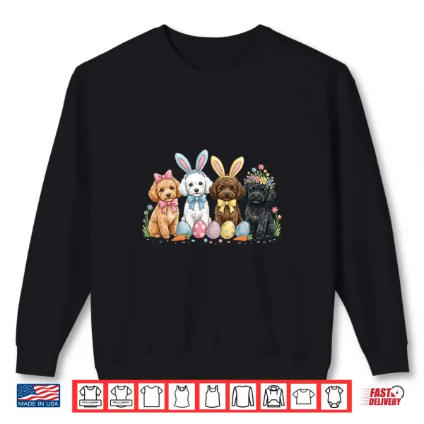 Sweatshirt Easter Miniature Poodle Dogs Ears Bunny Eggs Spring Premium Tri Blend Shirt