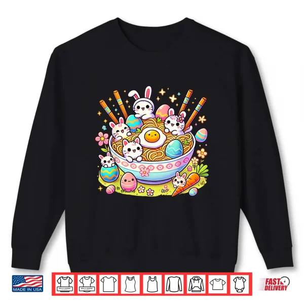 Sweatshirt Easter Ramen Cats Cute Anime Happy Easter Day Women Girls Shirt
