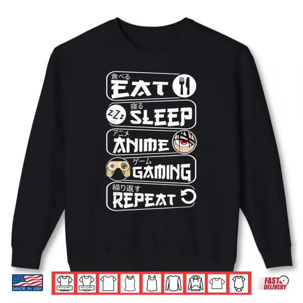 Sweatshirt Eat Sleep Anime Gaming Repeat Kawaii Anime Gamer Shirt