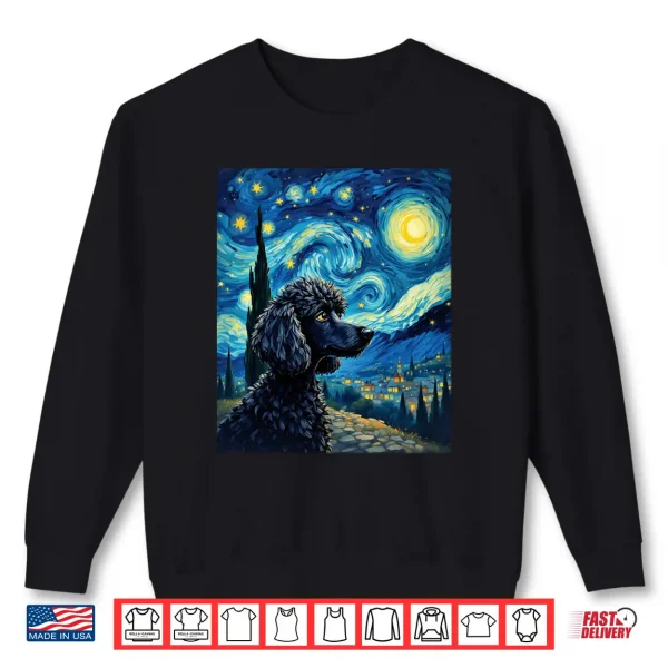 Sweatshirt Elegant Poodle Van Gogh Starry Night Graphic Shirt