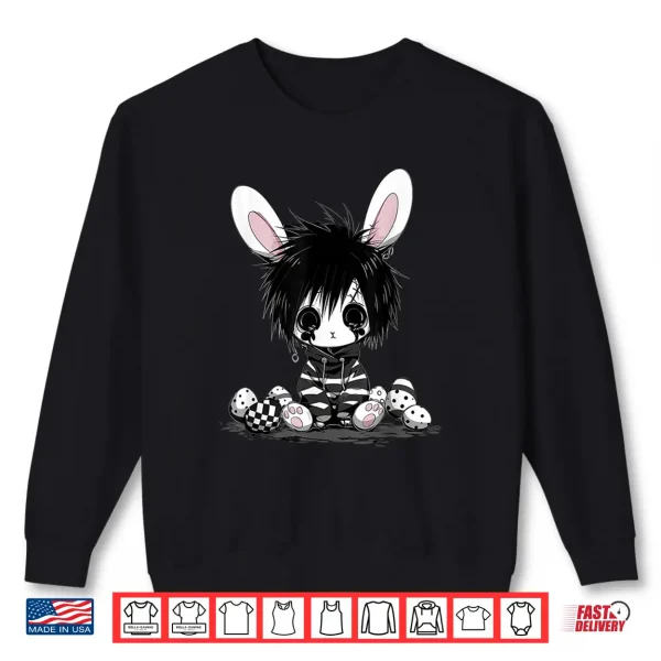 Sweatshirt Emo Goth Black Easter Bunny K Pop Boy Girl Teen Grunge Punk Shirt