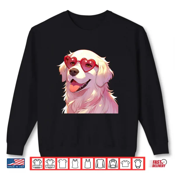 Sweatshirt English Cream Golden Retriever Mom Gifts Heart Glasses Love Shirt
